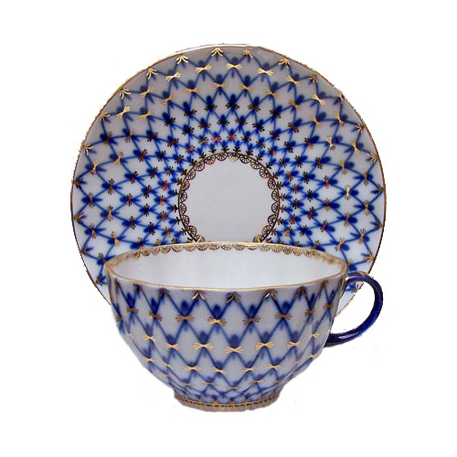 Cobalt Net Tea Cup and Saucer Set
