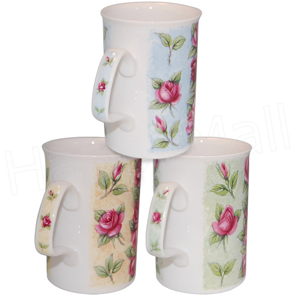 Trailing Rose Fine Bone China Mugs - Set of 3, photo-1