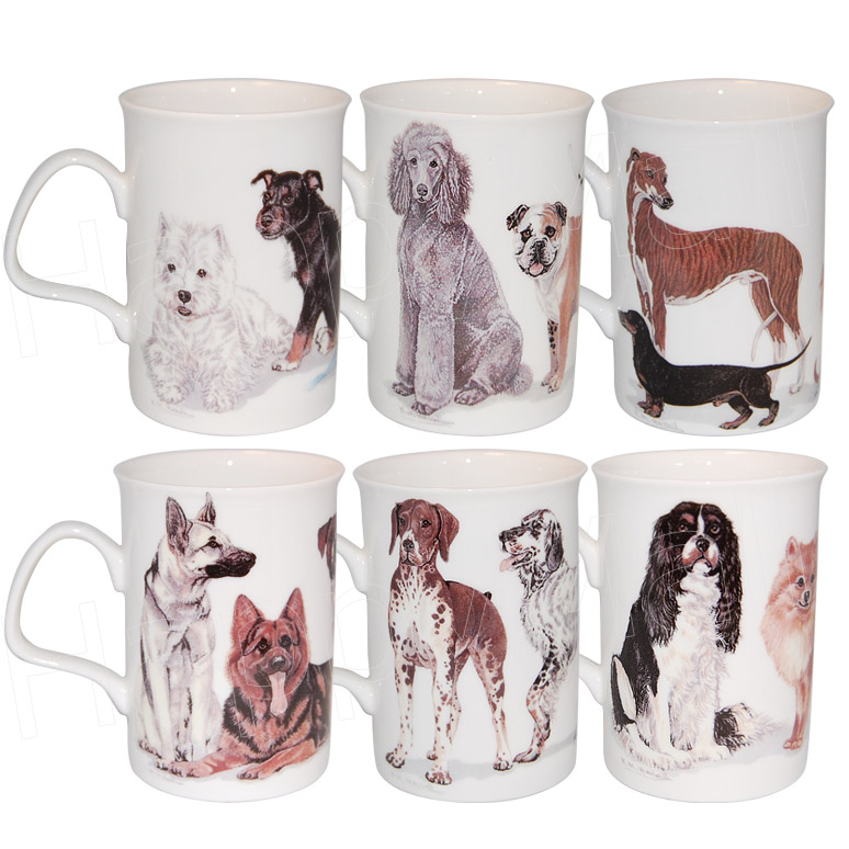 Dogs Galore Animal Bone China Mugs - Set of 6, photo-1
