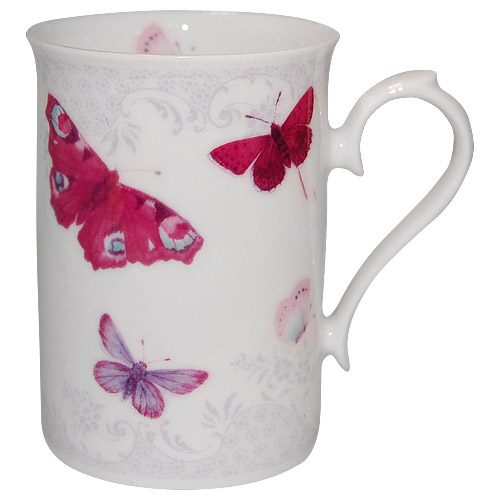 Butterfly Bone China Mug - Purple