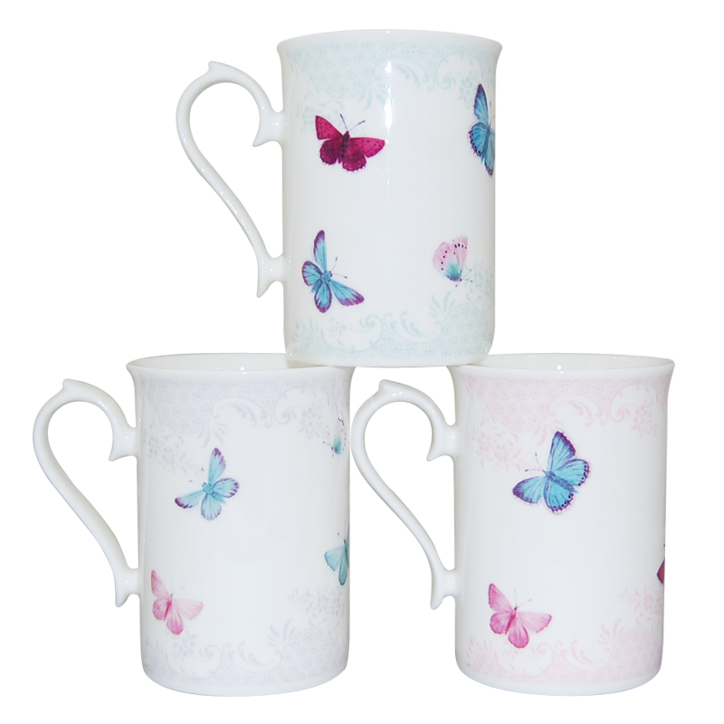 Butterfly Bone China Mug - Set of 3, photo-1