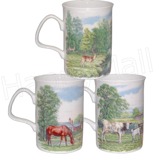 English Country Scene Bone China Mugs - Set of 3, photo-1