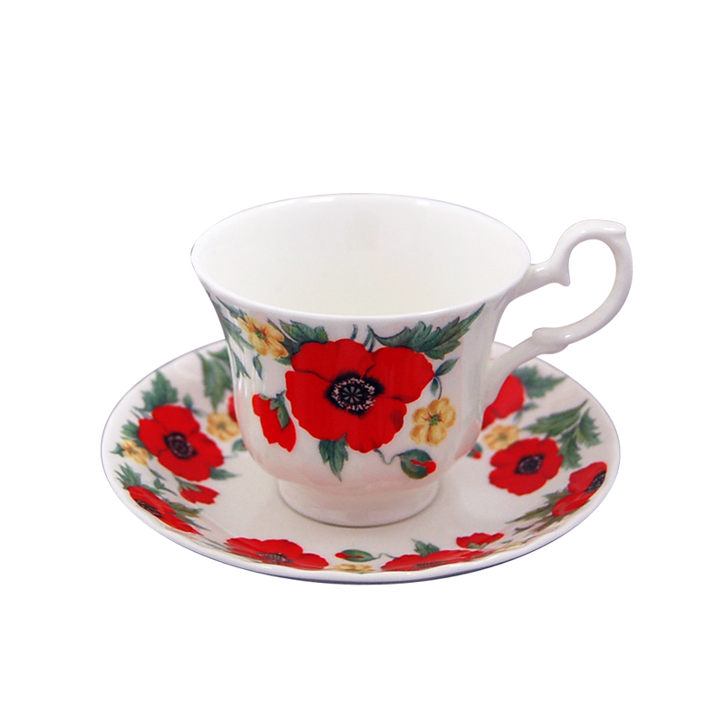 Monet Poppy Flower, Cup and Saucer Set