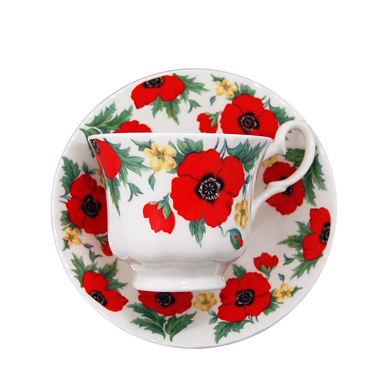 Monet Poppy Flower, Cup and Saucer Set