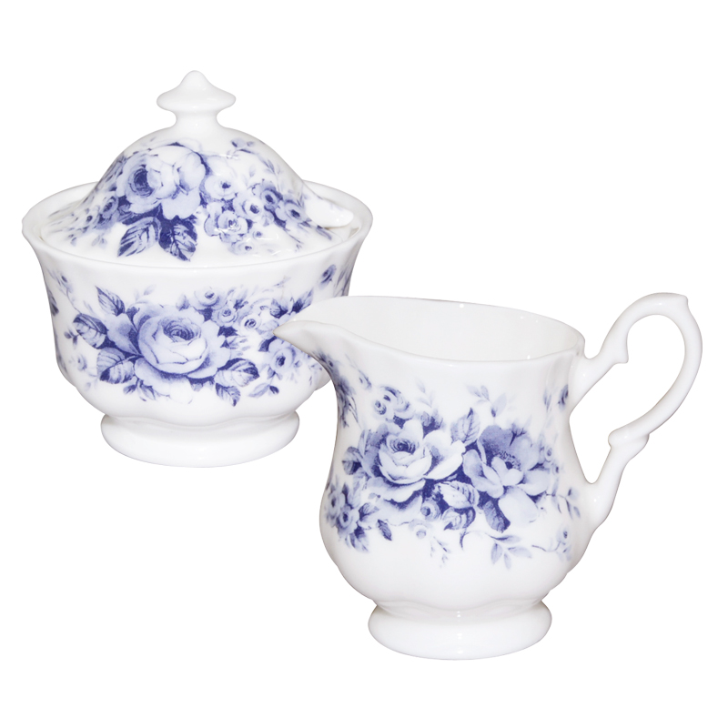 English Chintz Blue Rose - Cream & Sugar Set