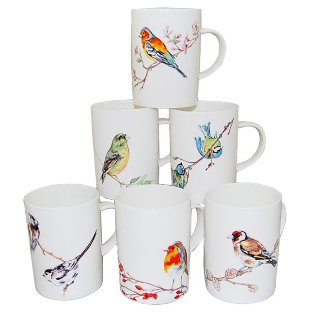 Set of 6 Bird Mugs