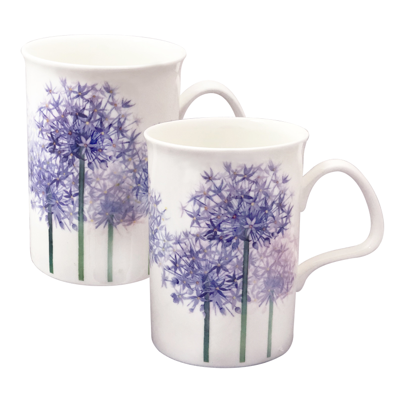 Alliums Set of 2 Fine Bone China Mugs