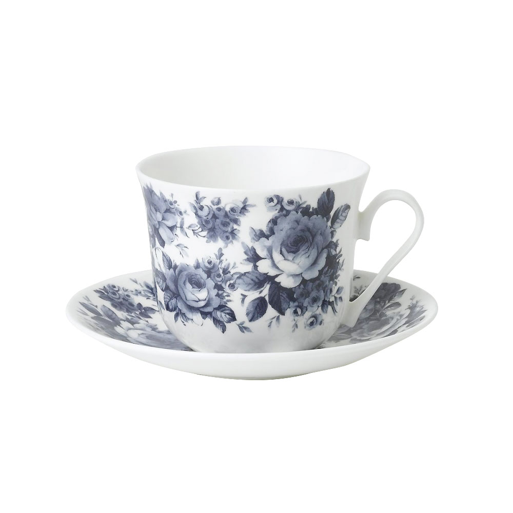 English Blue Chintz Breakfast Cup and Saucer