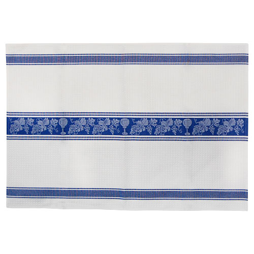 Grapes and Wine Cotton Kitchen Towel - Blue
