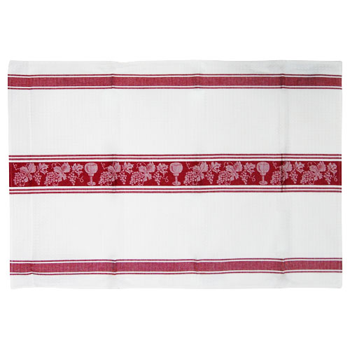 Grapes and Wine Cotton Kitchen Towel - Burgundy