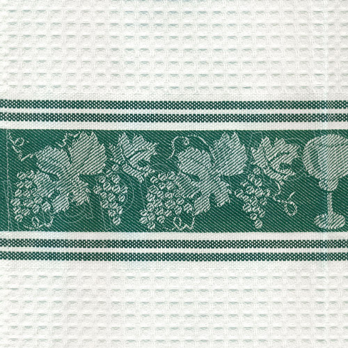 Grapes and Wine Cotton Kitchen Towel - Green