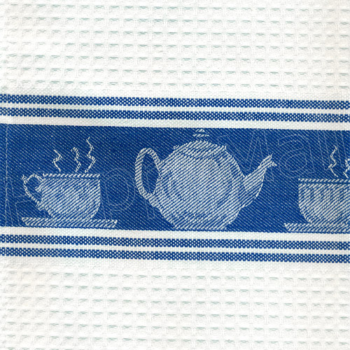 Teapot and Coffee Grinder Cotton Kitchen Towel - Blue, photo-1