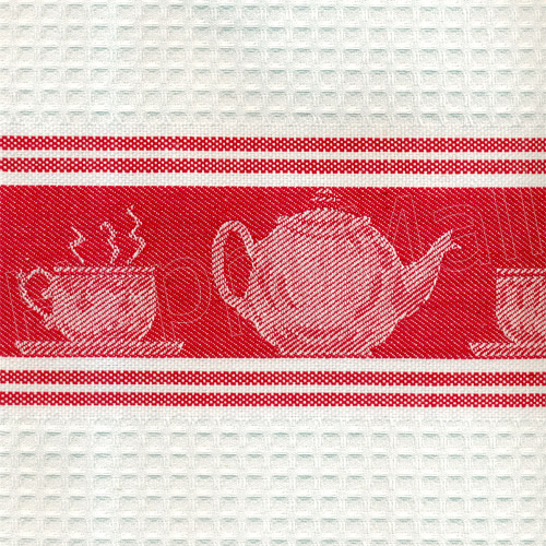 Teapot and Coffee Grinder Cotton Kitchen Towel - Red, photo-1