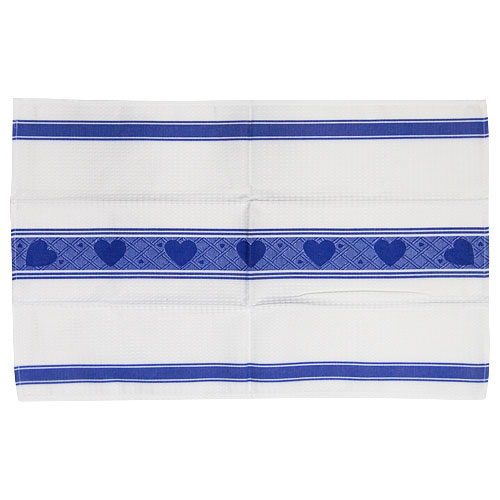 Hearts Cotton Kitchen Towel - Blue