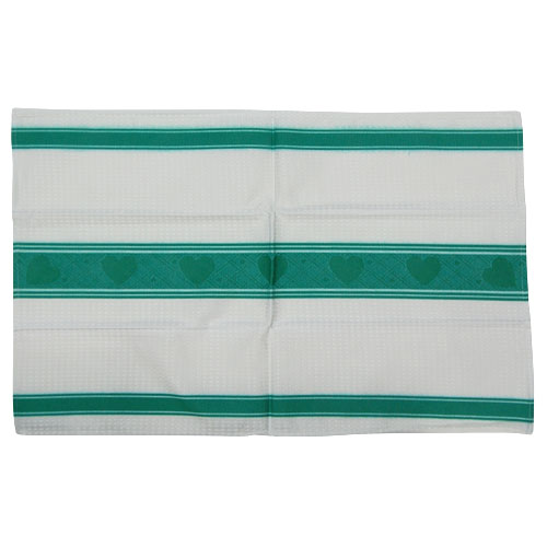 Hearts Cotton Kitchen Towel - Green