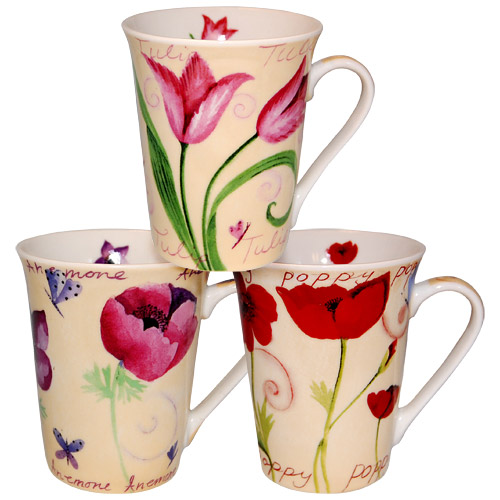 Tulips Ceramic Mugs - Set of 3