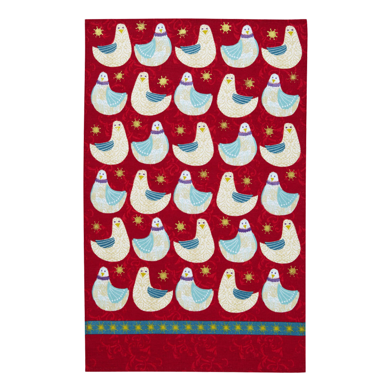 Christmas Dove Linen Tea Towel
