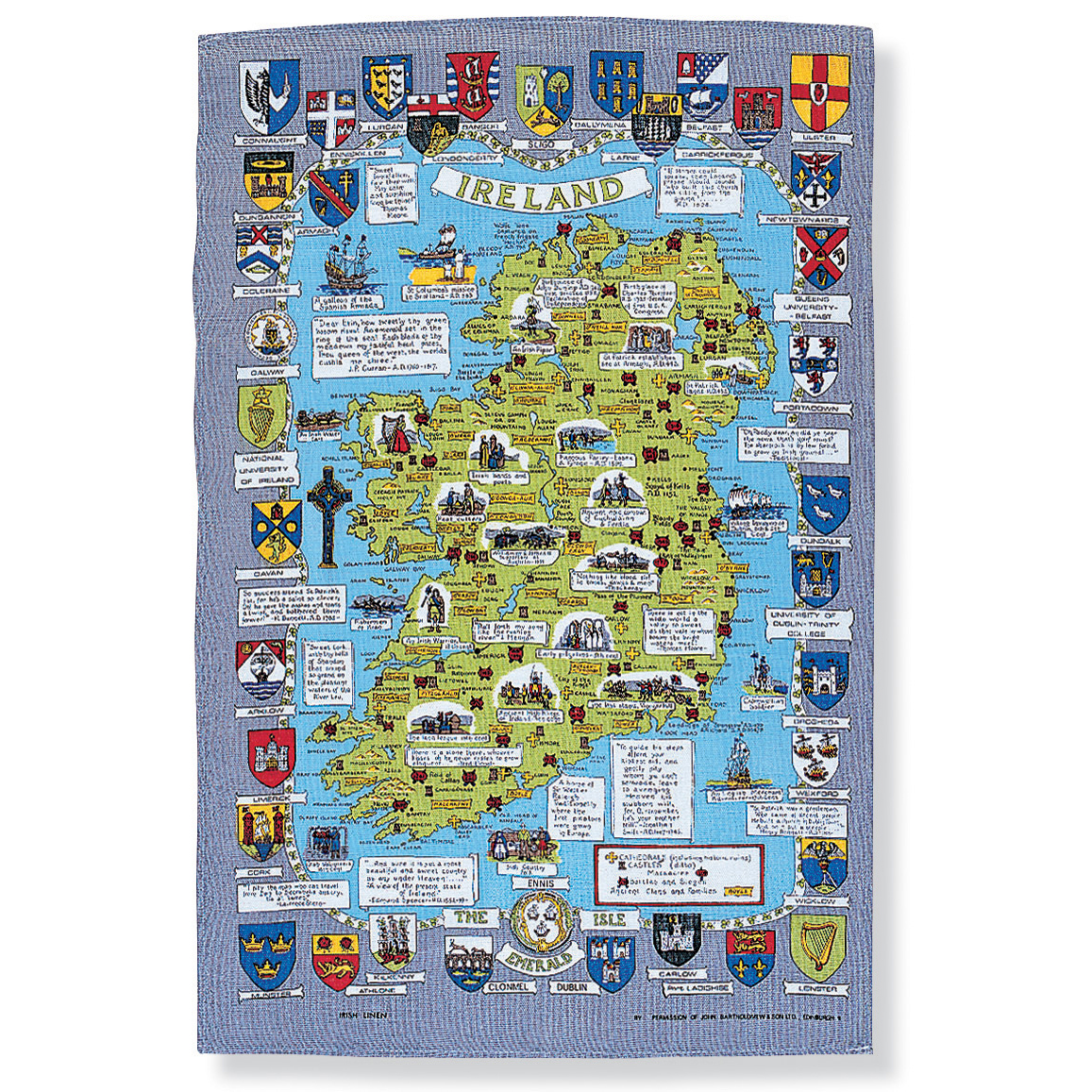 Historical Map of Ireland - Linen Tea Towel
