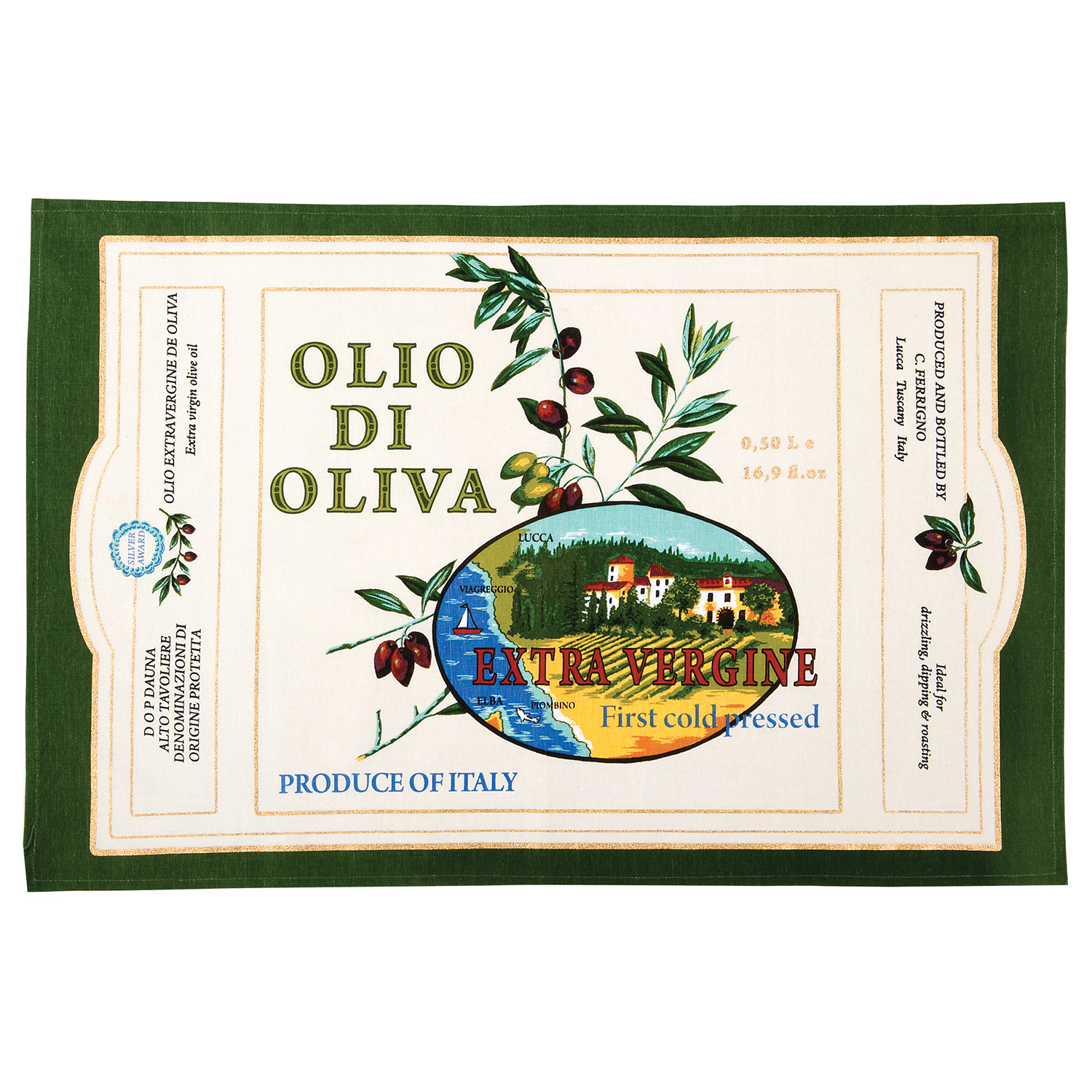 Cotton Tea Towel - Olive Oil Label