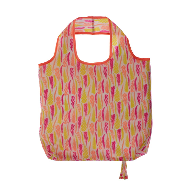 Foldable Shopping Bag, Fern Leaves Pink
