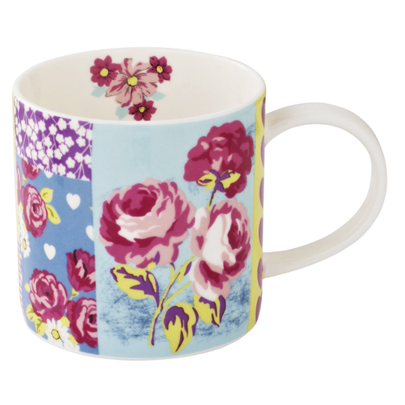 Vintage Patchwork Straight Sided Mug – New Bone China