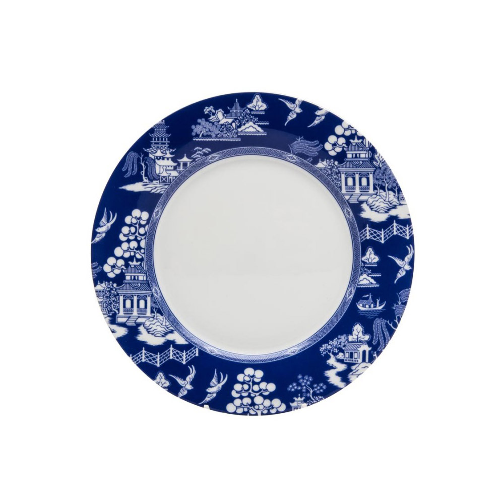 Inverted Blue Willow Bone China Dessert Plates - Set of 4