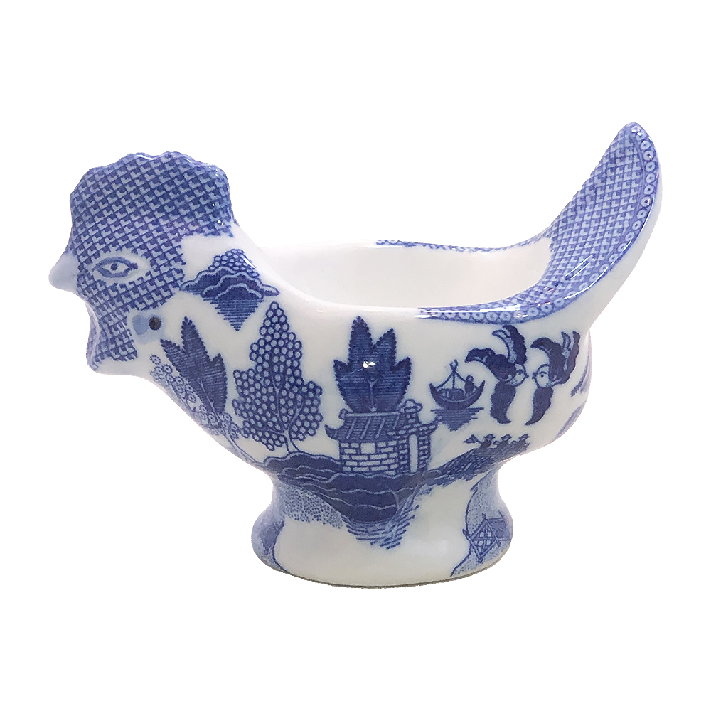Blue Willow Hen Shape Egg Cup, 4