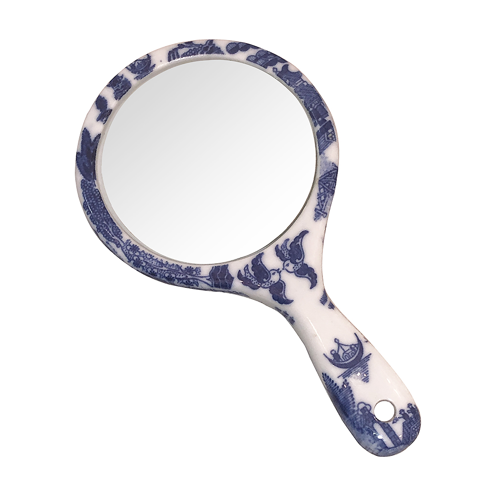 Blue Willow Hand Mirror, 3-3/8D