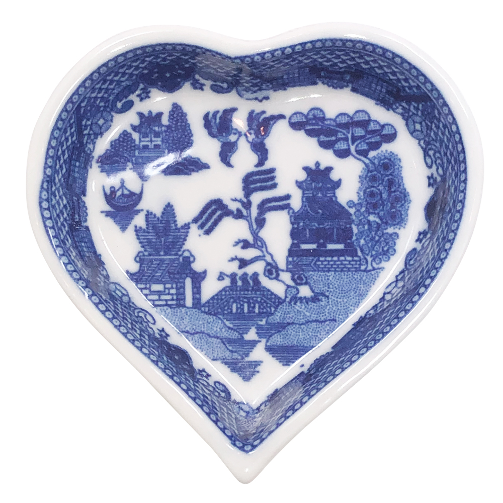 Heart Shaped Blue Willow Tray, 3.5