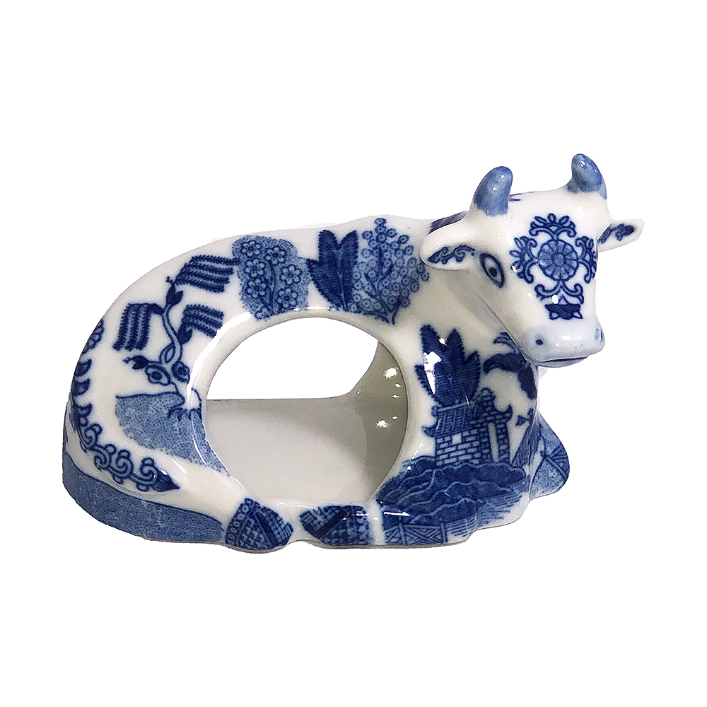 Blue Willow Cow Shape Napkin Ring, 4L