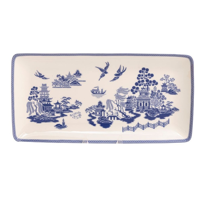 Blue Willow Porcelain Sandwich Tray – Traditional English Pattern