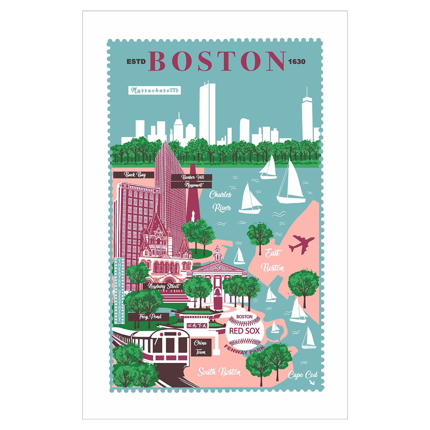 Boston Cotton Tea Towel