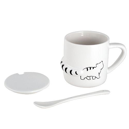 Lidded Mug with Spoon, Cats in Walking, photo-1