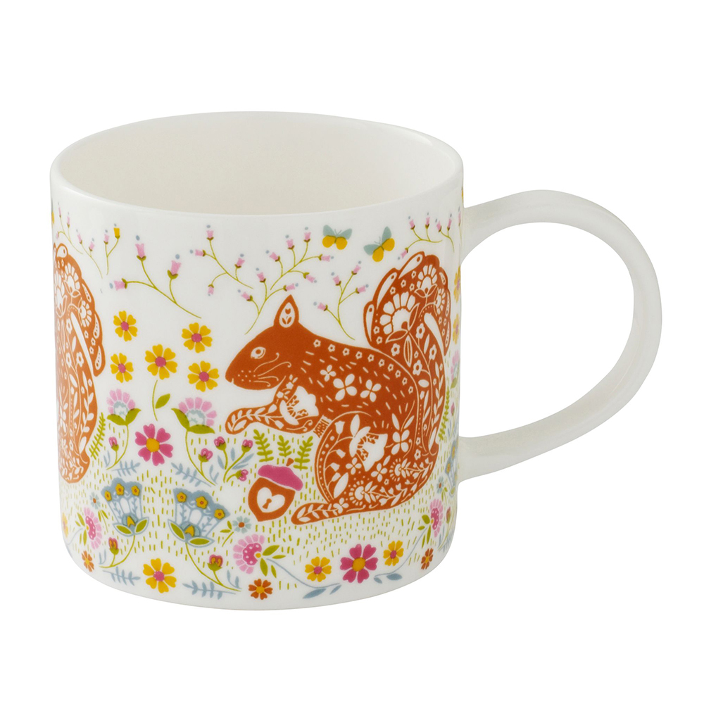 Woodland Squirrel Straight Sided China Mug