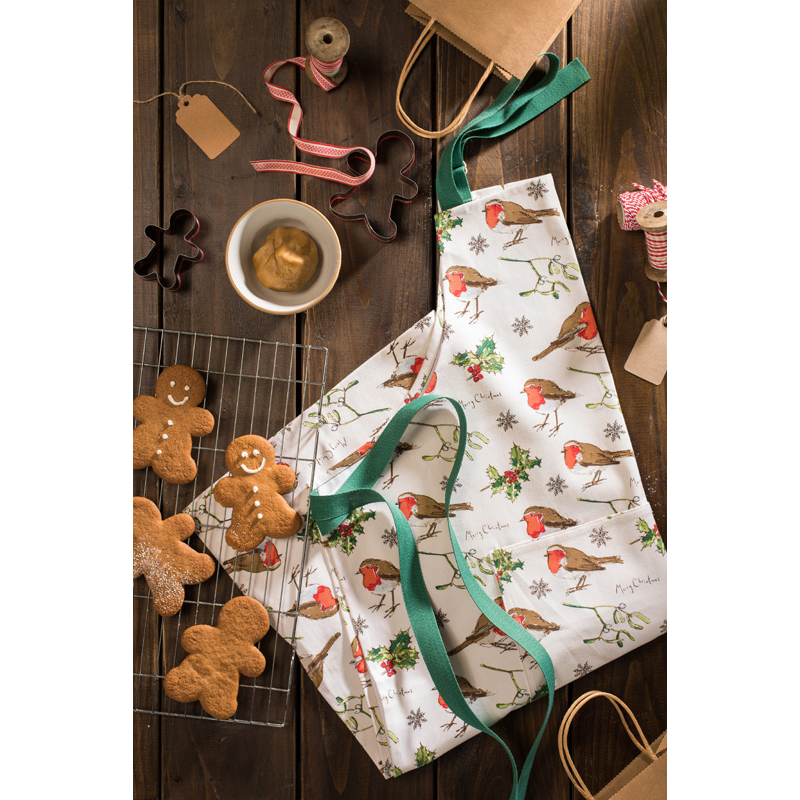 Holiday Themed Cotton Apron - Robins, photo-1
