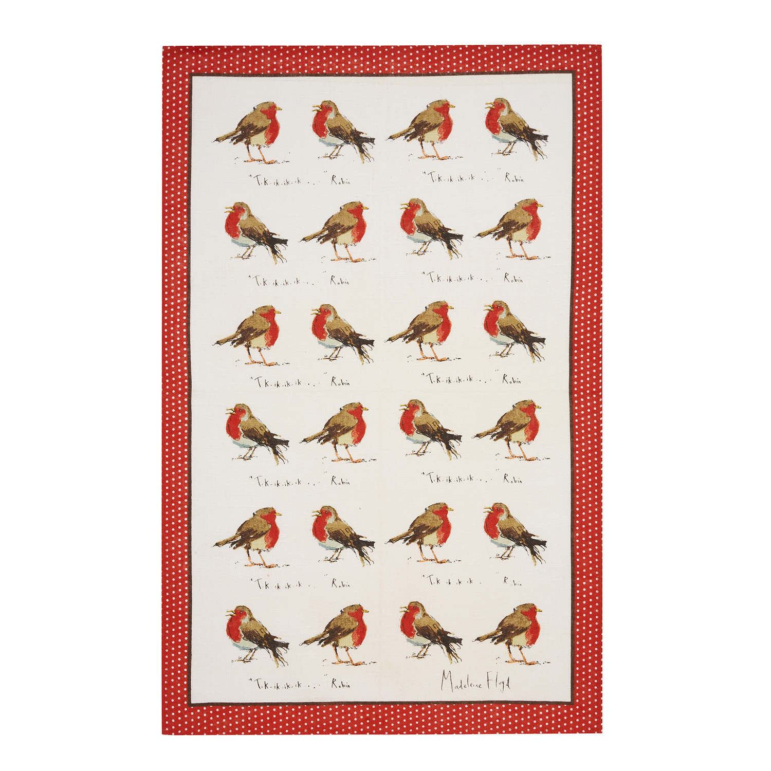 Linen Tea Towel - Robins