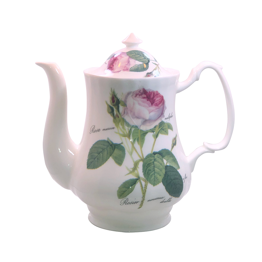 Redoute Rose Bone China Coffee Pot and Lid - 8 Cup