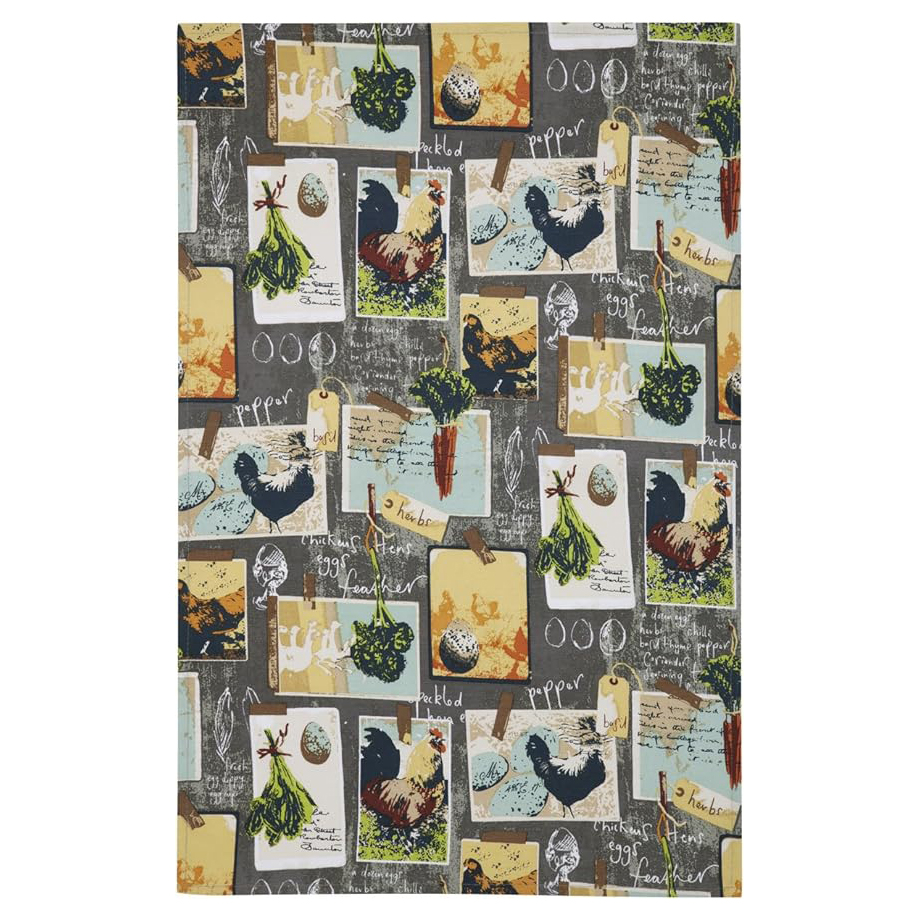 Cotton Tea Towel - Chalkboard Chickens