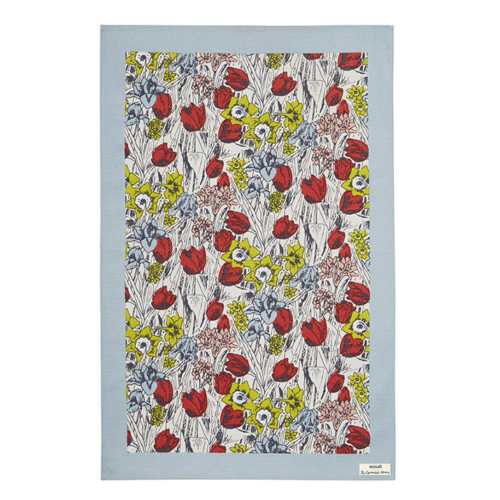 Cotton Tea Towel Cornish Garden
