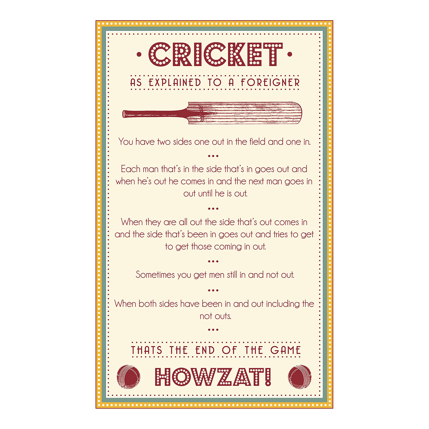 Cotton Tea Towel - Cricket 2