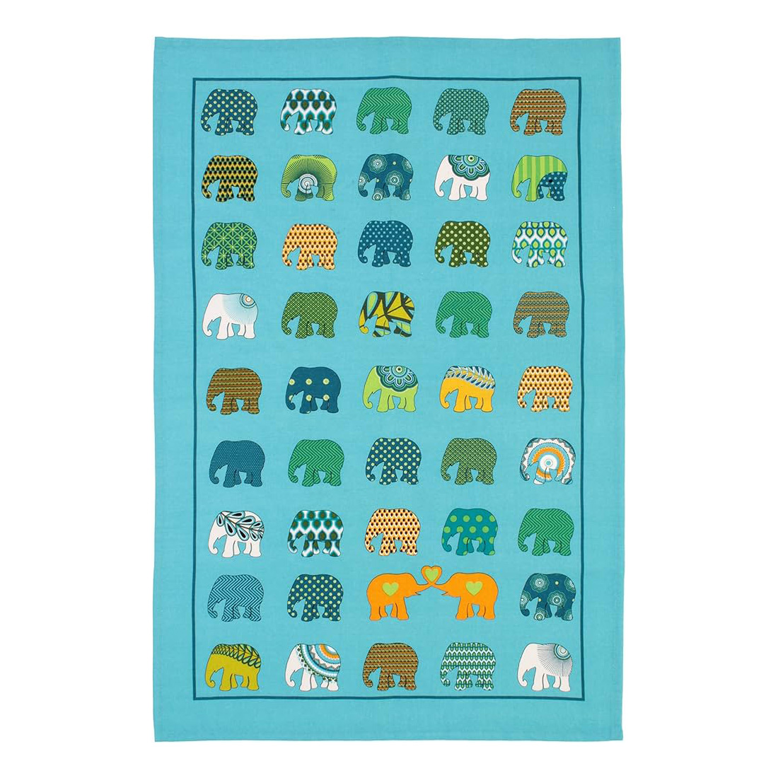 Cotton Tea Towel - Elephant Herd