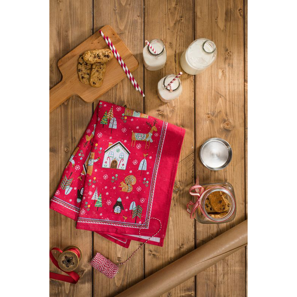 Cotton Tea Towel Festive Friends, photo-2