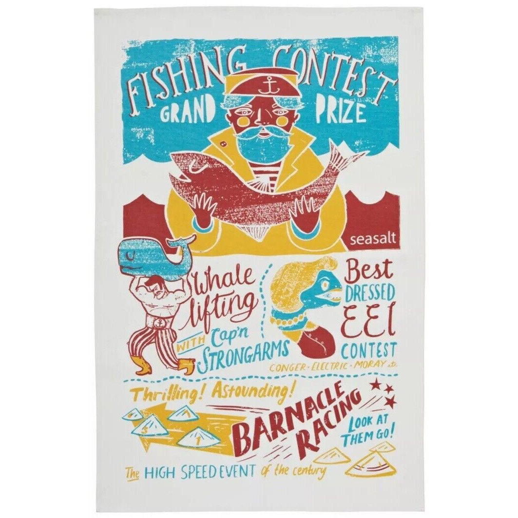 Cotton Tea Towel - Fishing Contest