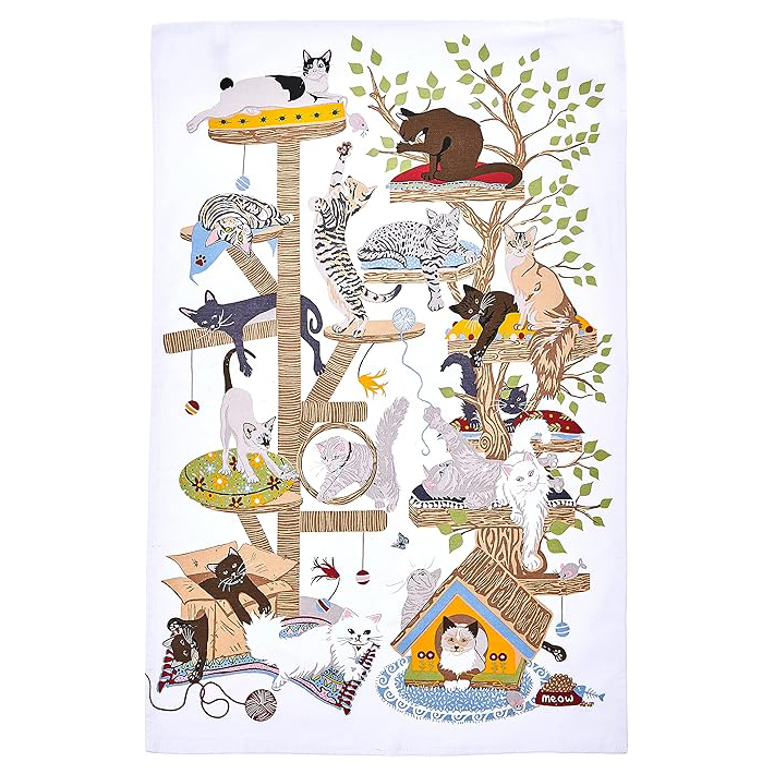 Cotton Tea Towel - Moggie Mayhem