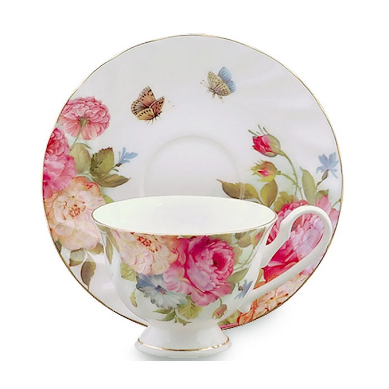 Sandra's Rose Cup and Saucer Set