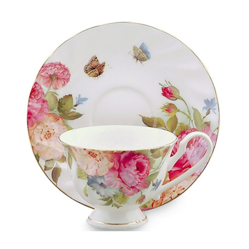 Sandras Rose Cup and Saucer Set