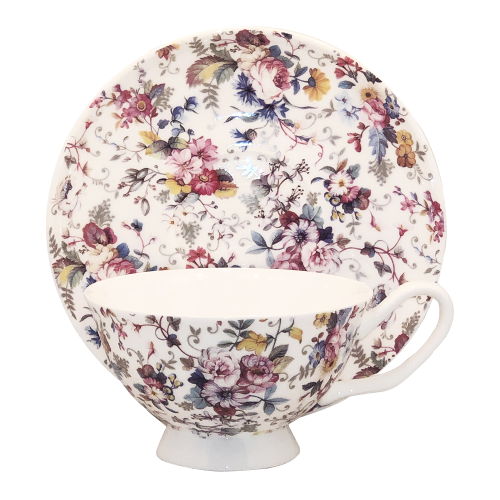 Chintz Cup & Saucer Set - Old Garden Variety White