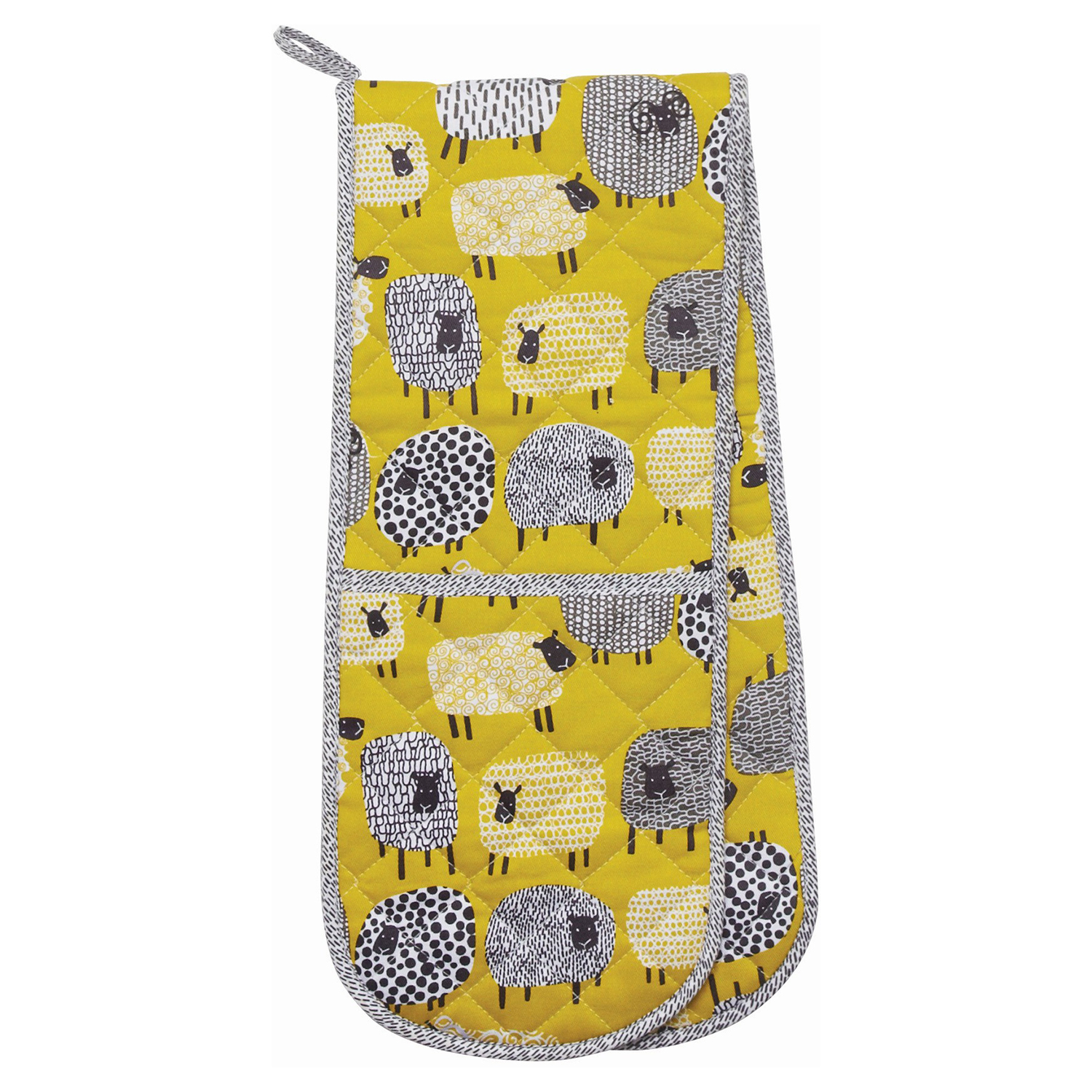 Dotty Sheep Yellow Double-Sided Oven Glove