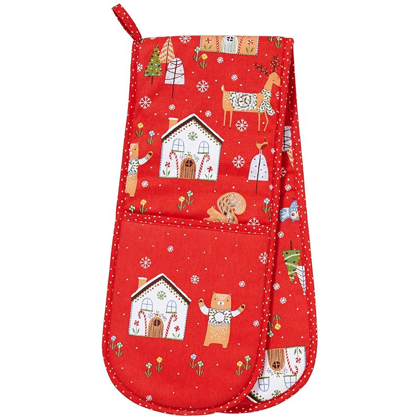 Double Oven Gloves Festive Friends