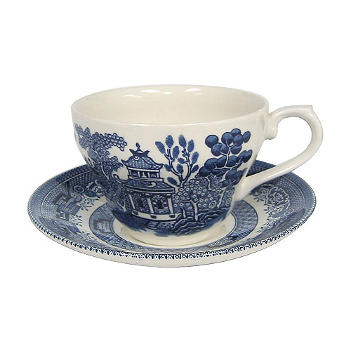 Churchill, Blue Willow Ware - Cup and Saucer Set